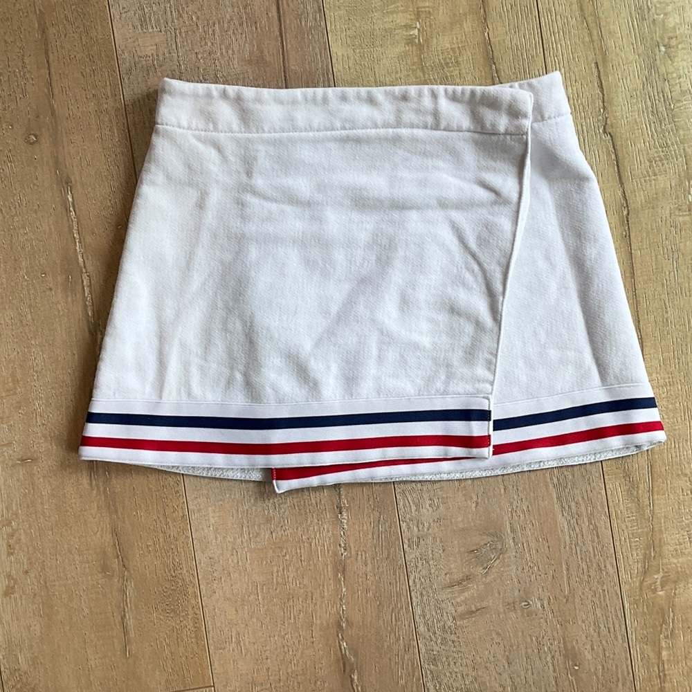 American Apparel White Mini Skirt with Red and Blue Stripes
